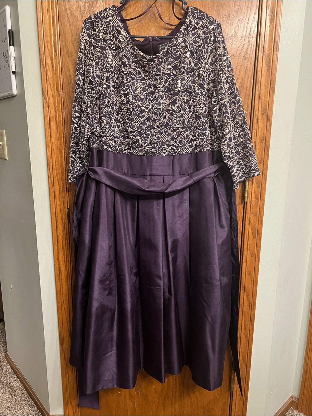 Jessica Howard Plum Purple Midi Dress with Gold Accents